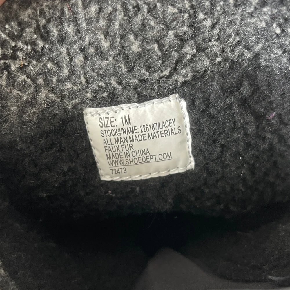 Little Girls Totes Black Faux Fur Lined Zip Up Snow / Winter Boots Size 1